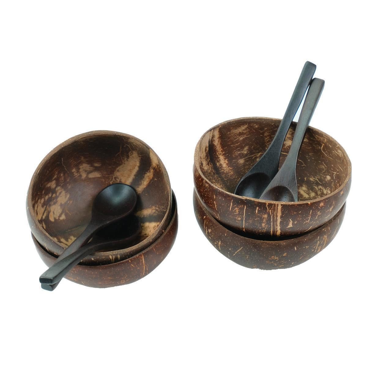 BOURGH Schale BOLORO Kokusnussschalen 4 Schalen + 4 Löffel, Kokosnuss, (set)