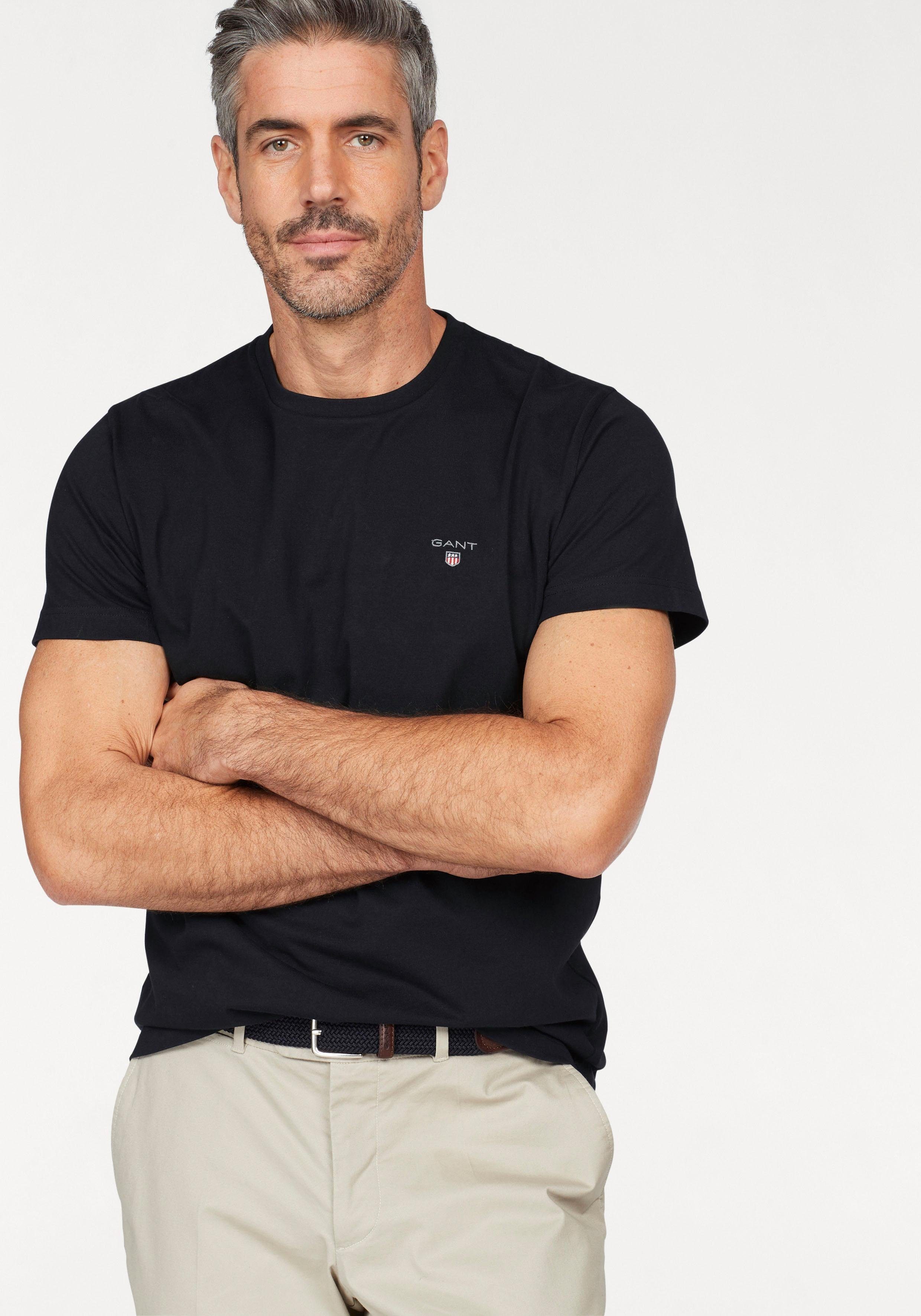 Gant T-Shirt ORIGINAL SS T-SHIRT mit kleiner Kontrast-Logostickerei black