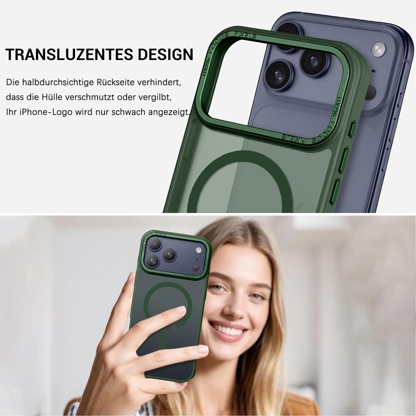 CoolGadget Handyhülle Magnet Hülle für iPhone 17 Pro Schutzhülle mit Metall Kamerarahmen 6,3 Zoll, magnetisches Schutzcase Matt Stoßfest kompatibel mit Magsafe  – Bild 5 von 5