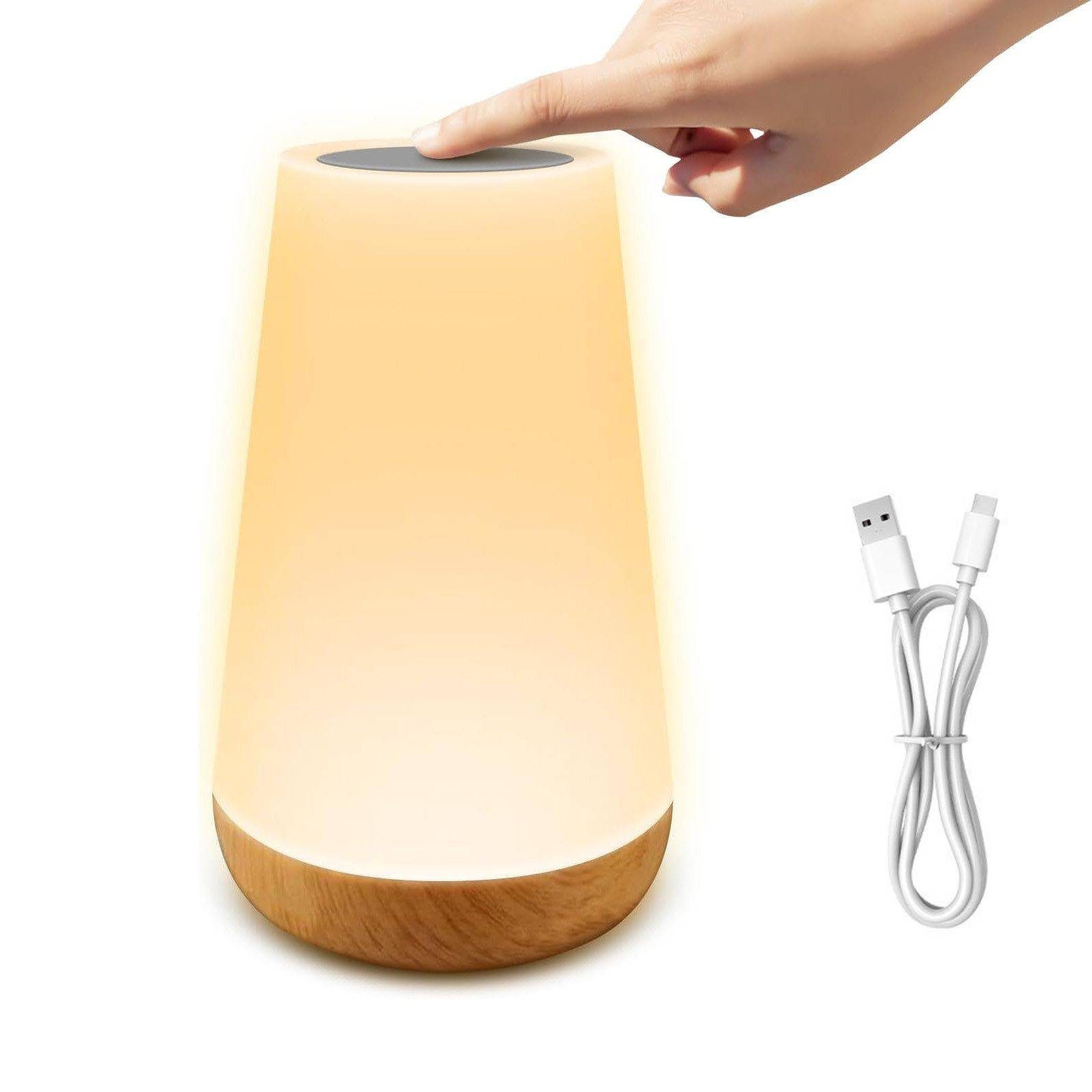 BlingBin LED Nachttischlampe Touch Dimmbar mit Fernbedienung, RGB Farbwechsel Nachtlicht Kinder, USB Aufladbar, LED fest integriert, warmes Weiß, RGB, Nachttischlampe mit 13 Farben 3 Modi, Tischlampe Kabellos mit Timer