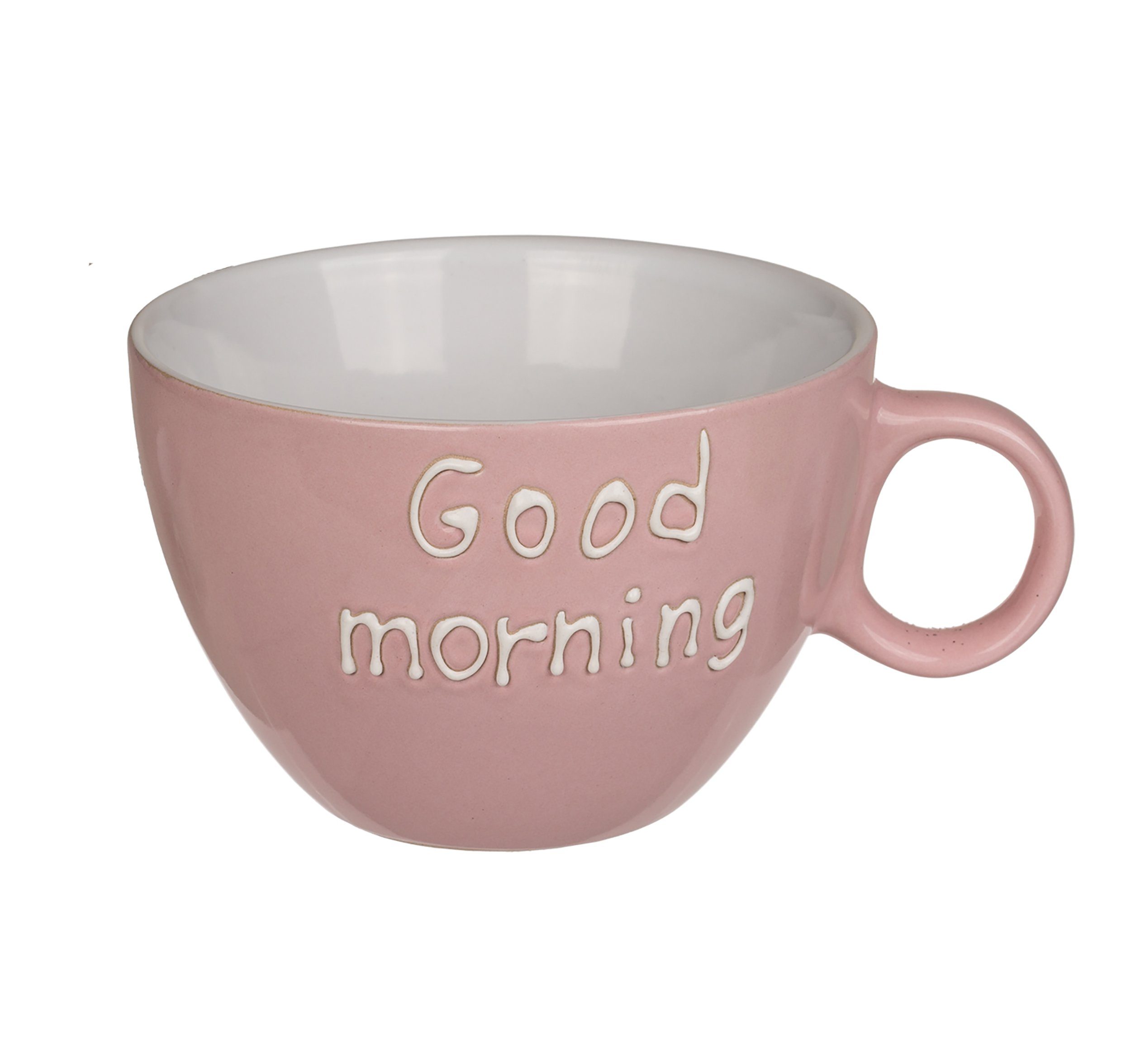 Haus und Deko Geschirr-Set Tasse Becher Good Morning Kaffetasse Steingut Mug Teetasse Milchkaffee (1-tlg), Keramik