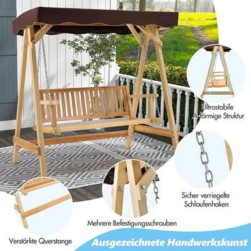 KOMFOTTEU Hollywoodschaukel Gartenschaukel, 2-Sitzer, mit verstellbarem Sonnendach & Metallkette