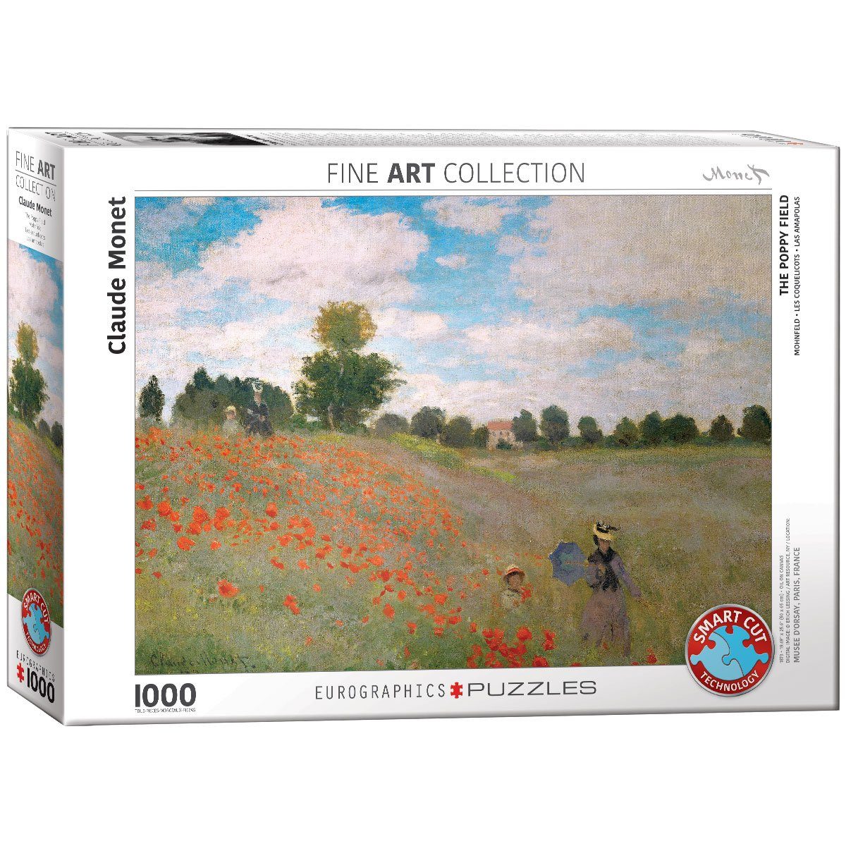 Puzzleteile 1000 Mohnfeld Puzzle EUROGRAPHICS von Monet, Claude