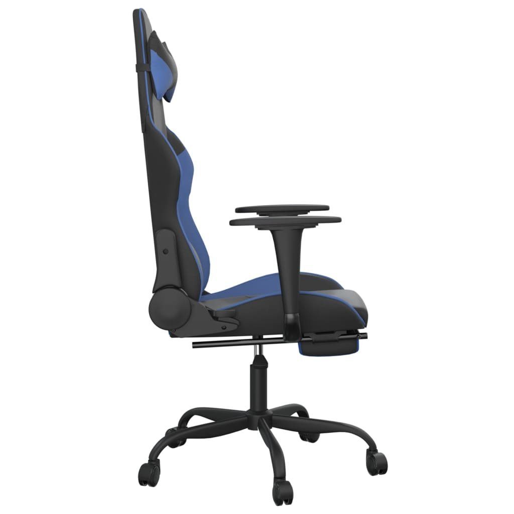 & blau Blau & Schwarz Massage Gaming-Stuhl vidaXL und Schwarz blau St) Schwarz und mit Gaming-Stuhl (1 | Kunstleder Fußstütze