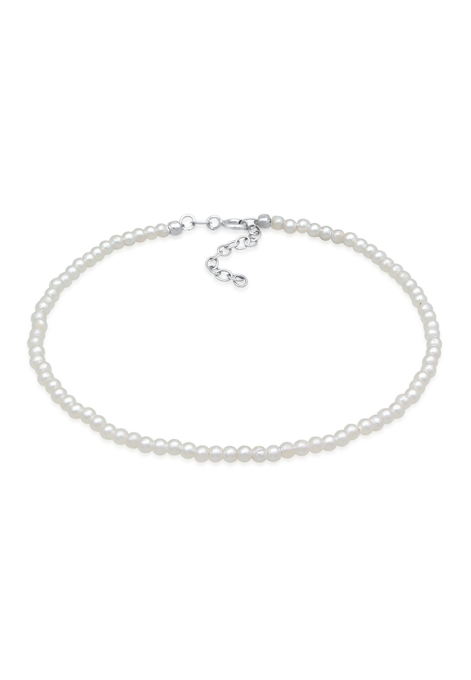 Elli Fußkette Perlen Synthetisch Klassik Basic 925 Silber, Kugel