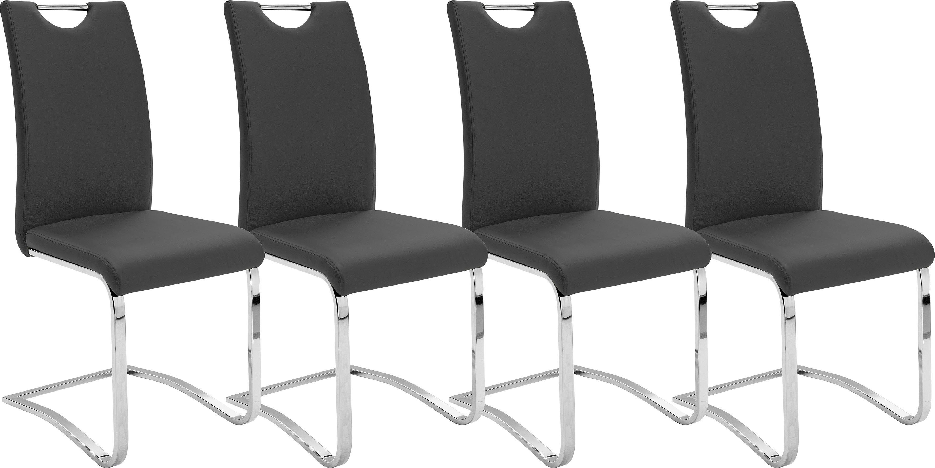 MCA furniture Freischwinger Köln (Set, 4 St), Kunstlederbezug, Komfortsitzhöhe, Stuhl belastbar bis 120 kg Schwarz | Schwarz