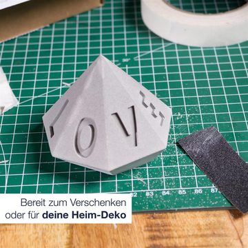 ILP Dekoobjekt Komplettes DIY Set Diamant, Bastel Beton - Beton Deko Geschenk - Inkl. Gießform für Beton