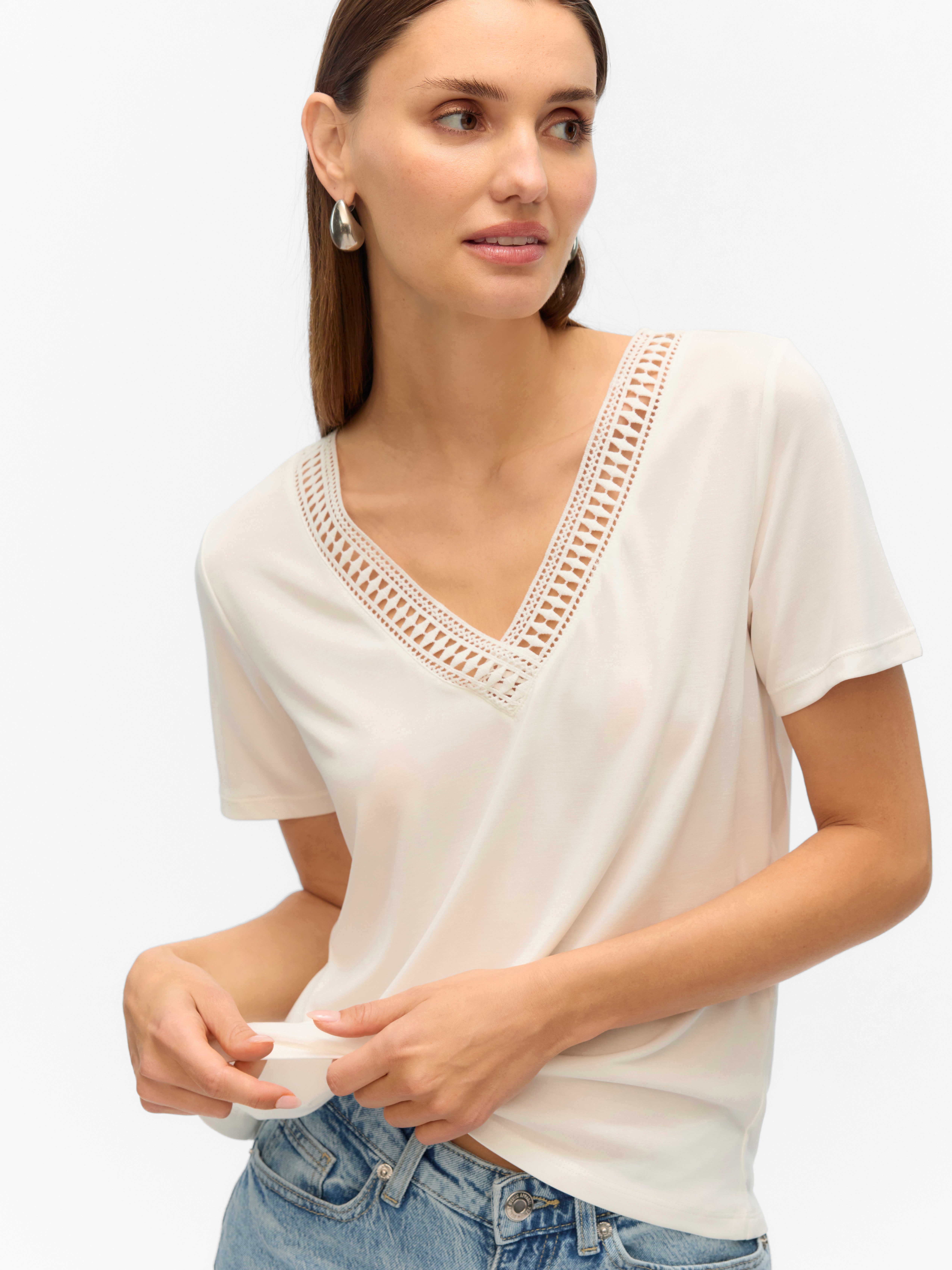 Vero Moda Kurzarmshirt VMSAVANNAH LACE 2-WAY günstig online kaufen
