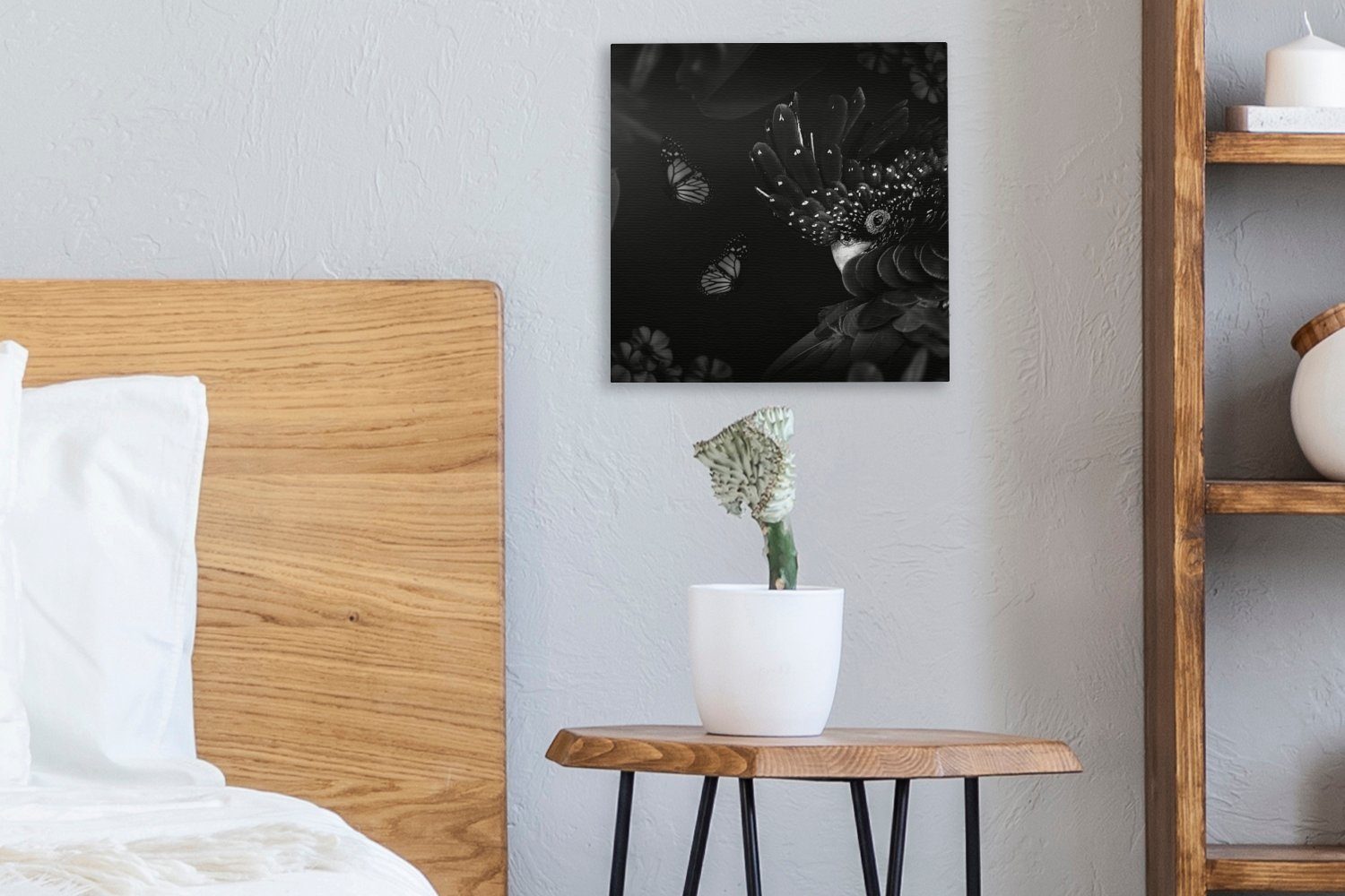 Schwarz - (1 Dschungel - OneMillionCanvasses® Wohnzimmer St), Leinwandbild Pflanzen - für Schmetterlinge Bilder Leinwand Schlafzimmer Weiß, -