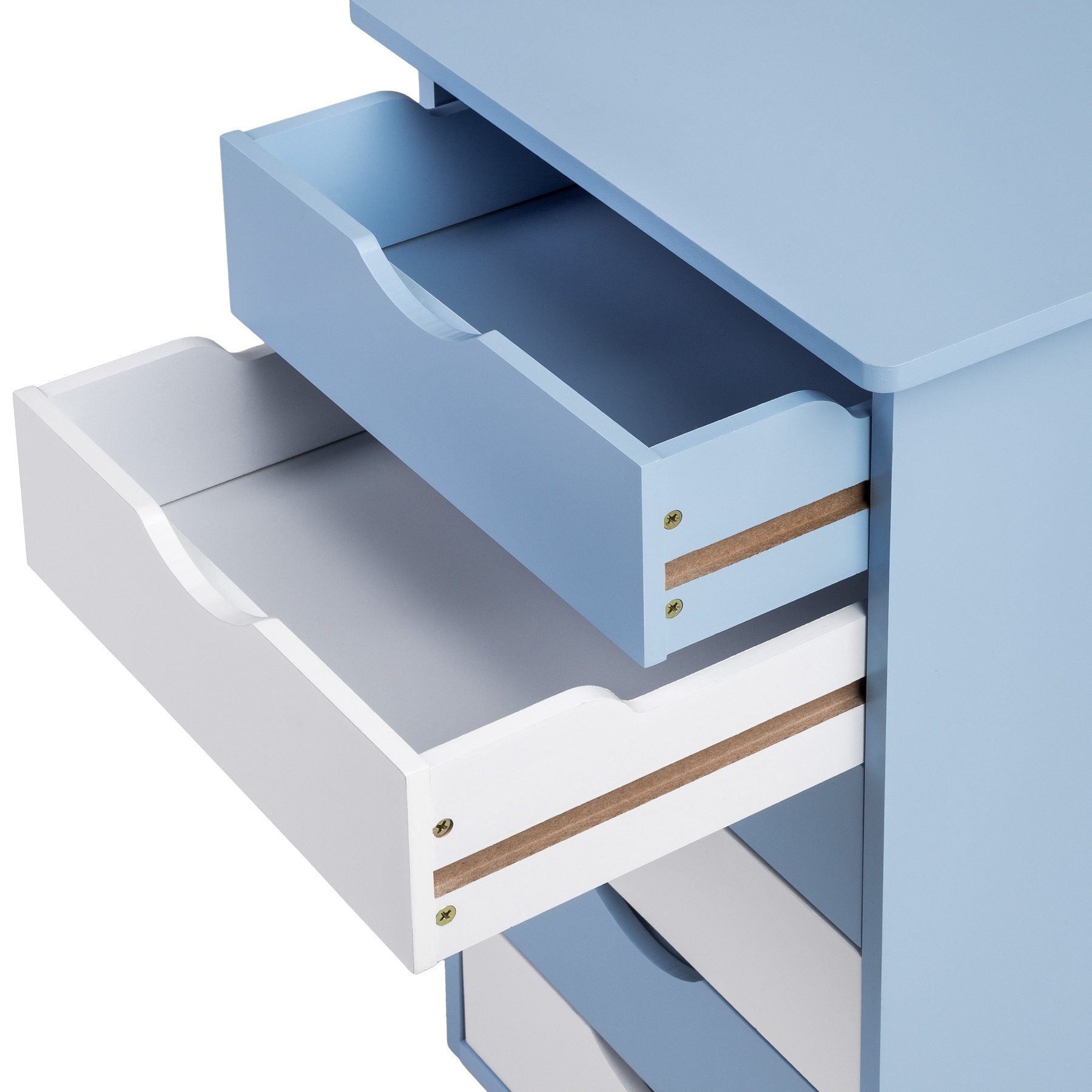 tectake Kinderschreibtisch Schreibtisch höhenverstellbar tlg) Rollcontainer blau (1-St., 2 und