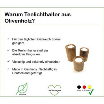 Olivenholz-erleben Kerzenhalter Teelichthalter im 3er-Set (1 St)