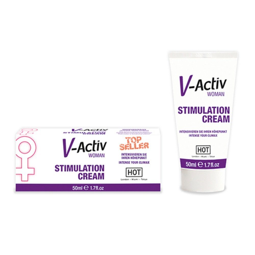 für stimulierende V-ACTIV Woman Klitoriscreme Stimulation mit Tube Cream, Empfindungen 50ml, HOT Stimulationsgel prickelnde