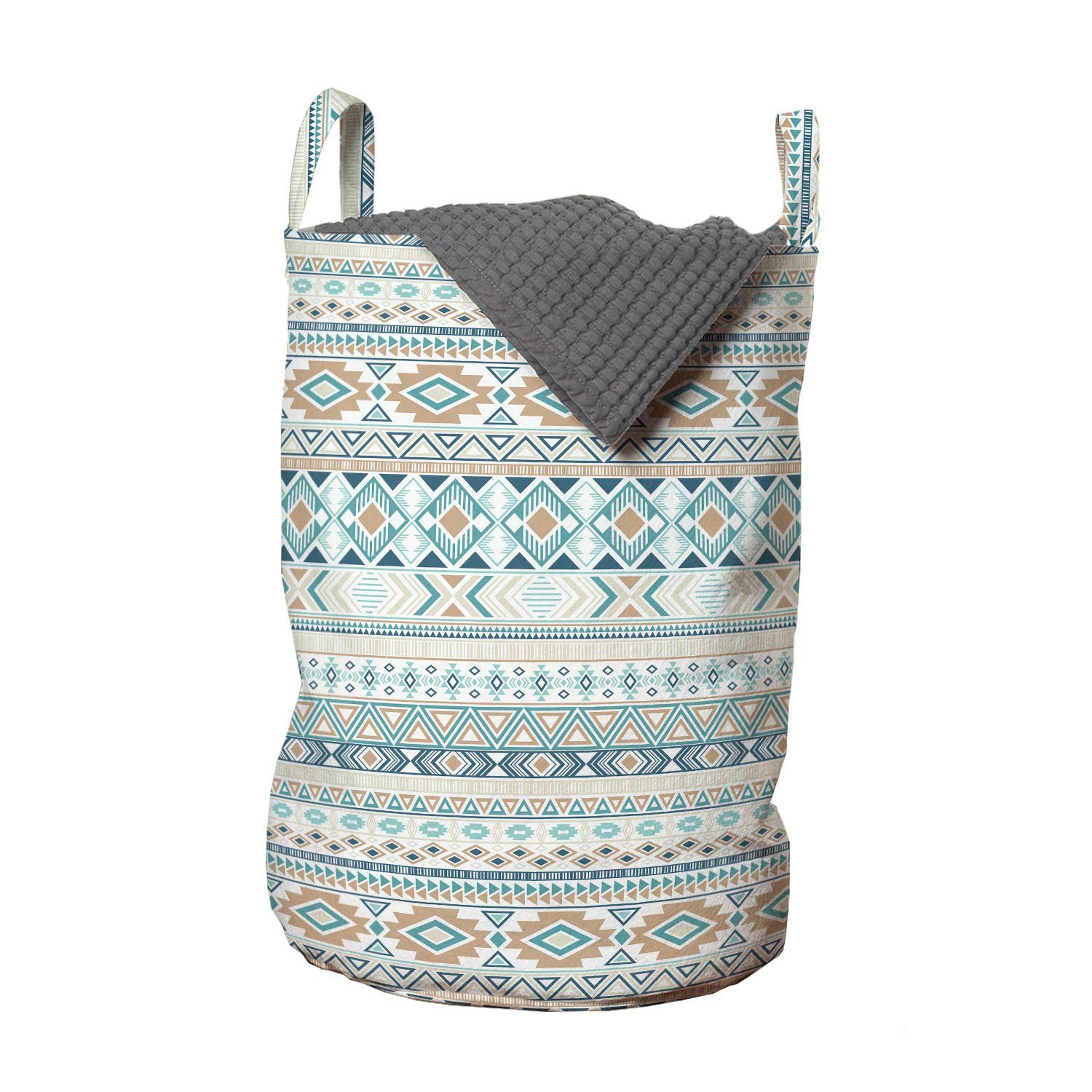 Abakuhaus Wäschesäckchen Wäschekorb mit Griffen Kordelzugverschluss für Waschsalons, Aztekisch Pastellton Geometrische mexikanische