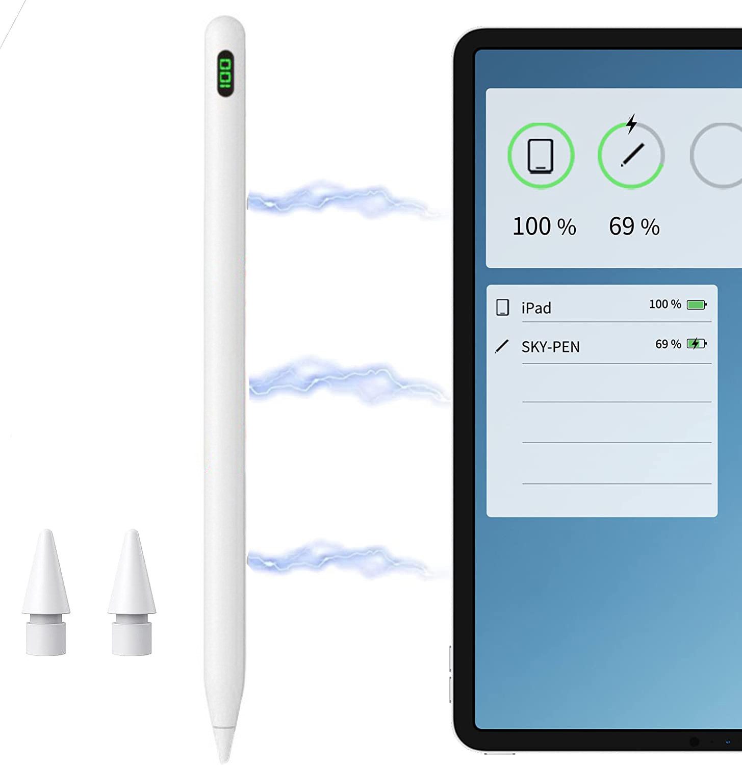 HOUROC Eingabestift Stylus Stift für iPad 2018-2023,für Apple iPad Magnetischer Stylus Pen (Stylus Stift für iPad 2018-2022,mit Magnetische Kabellose Ladefunktion« (Neigungserkennung und Palm Rejectio,Wireless Charging Funktion,Stylus Pen für iPad Pro 12.9(3/4/5),iPad Pro 11(1/2/3),iPad Air 5/4th,iPad Mini 6) kompatibel mit iPad Pro/iPad Air, Bluetooth Eingabestifte