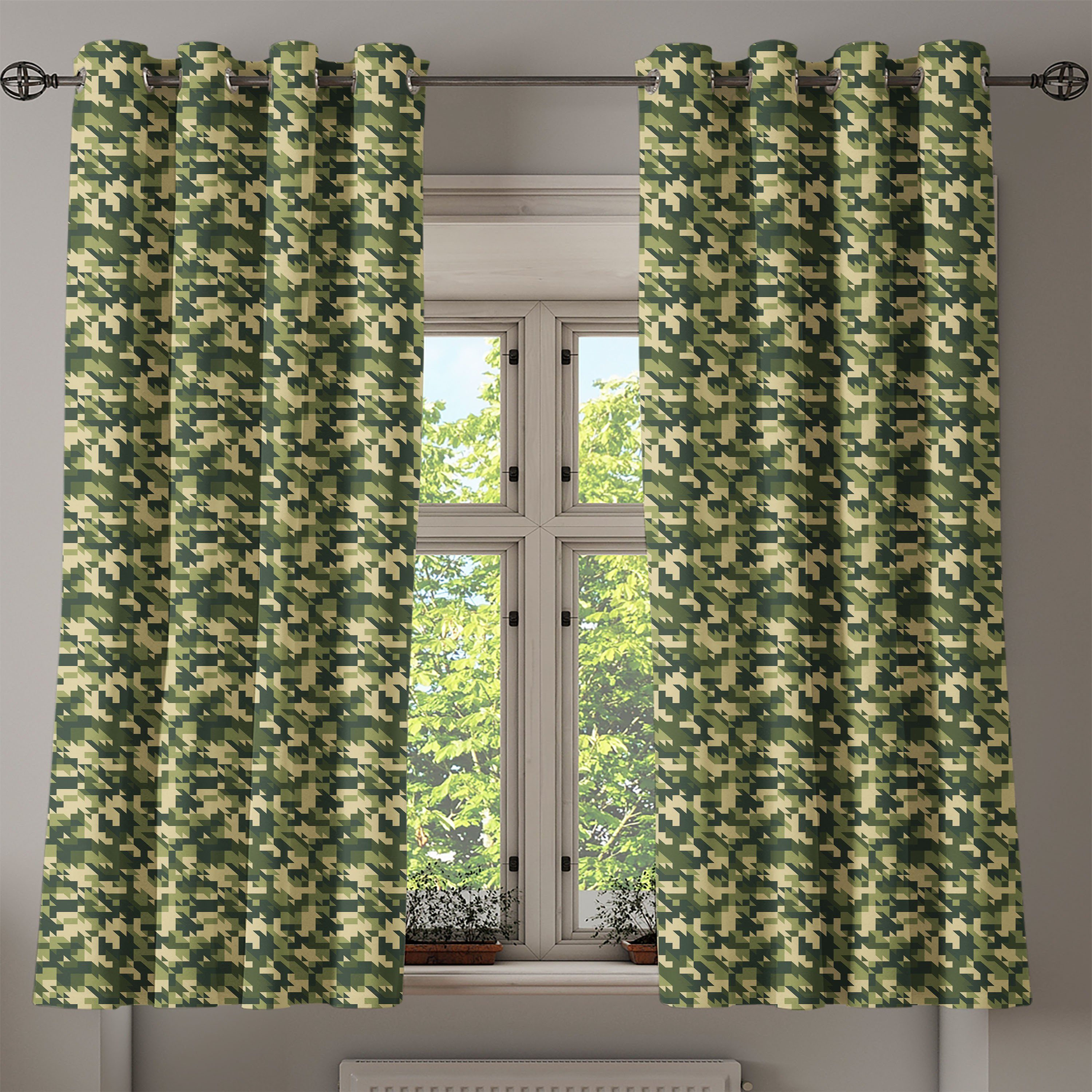 Wald 2-Panel-Fenstervorhänge Wohnzimmer, Dekorative Camo Abstrakt Schlafzimmer für Gardine Abakuhaus, Chevron