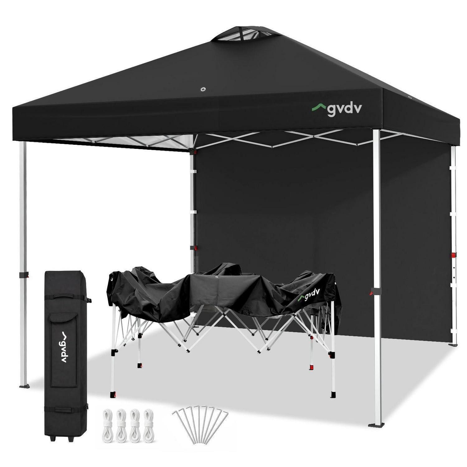 LuxusKollektion Faltpavillon Faltpavillon 3x3m Pop Up Wasserdicht Schwarz mit 1 Seitenteil