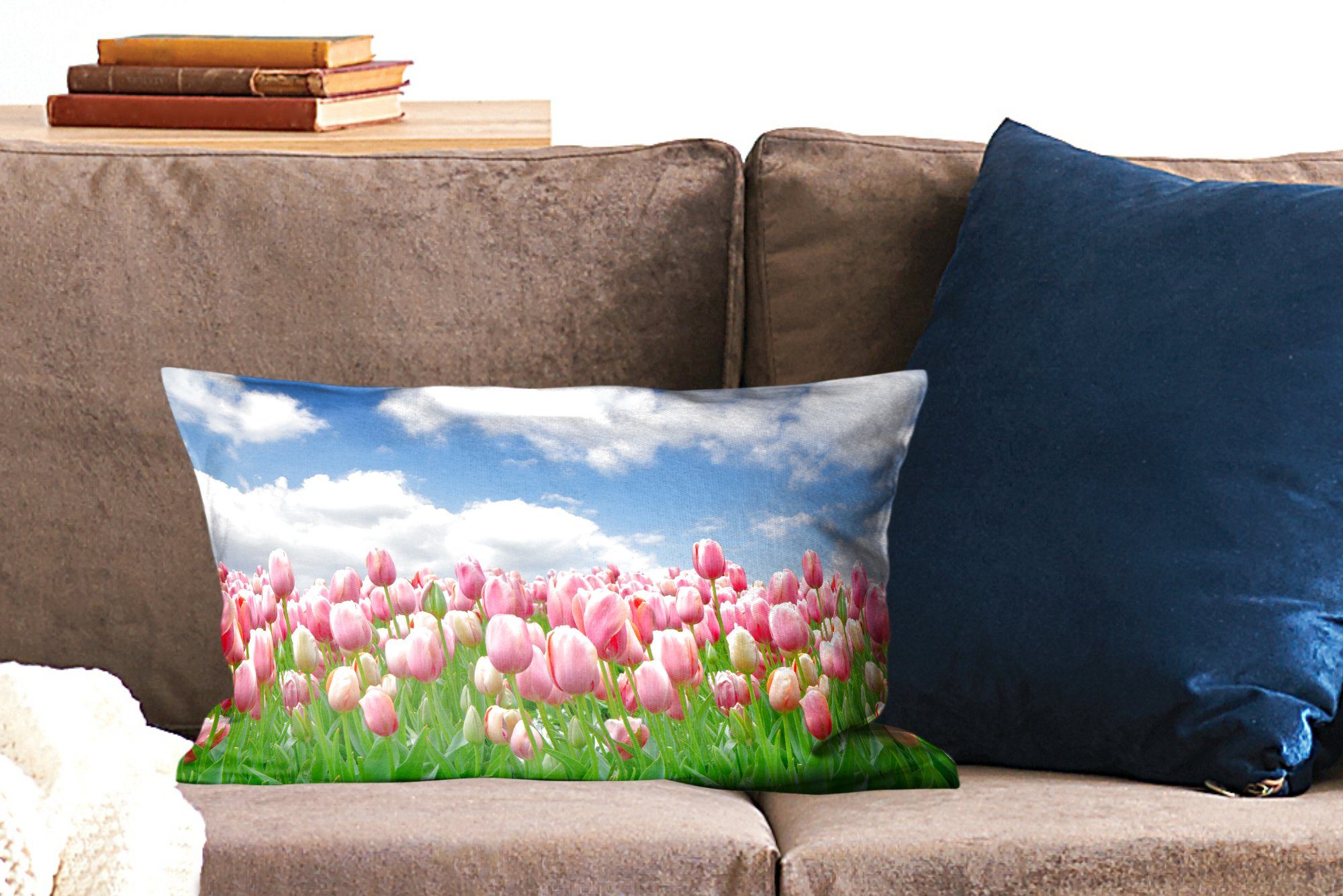 Wohzimmer Farben MuchoWow Schlafzimmer Zierkissen, Dekokissen Füllung, - - Dekoration, Tulpen Dekokissen Frühling, mit