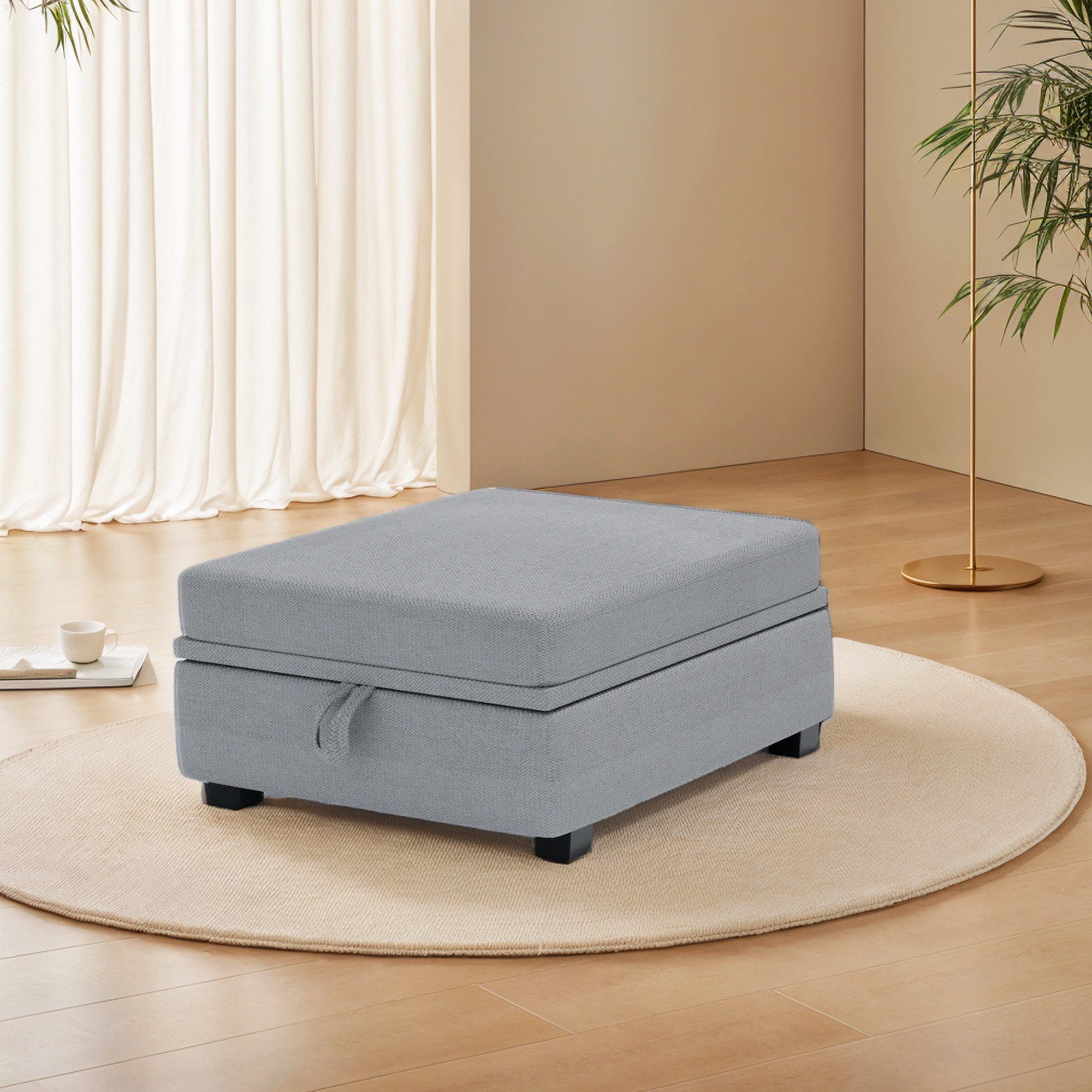LVHOM Ecksofa Modular Loungsofa, Hockern, Stauraum, abnehmbaren Kissen, 4-6 günstig online kaufen