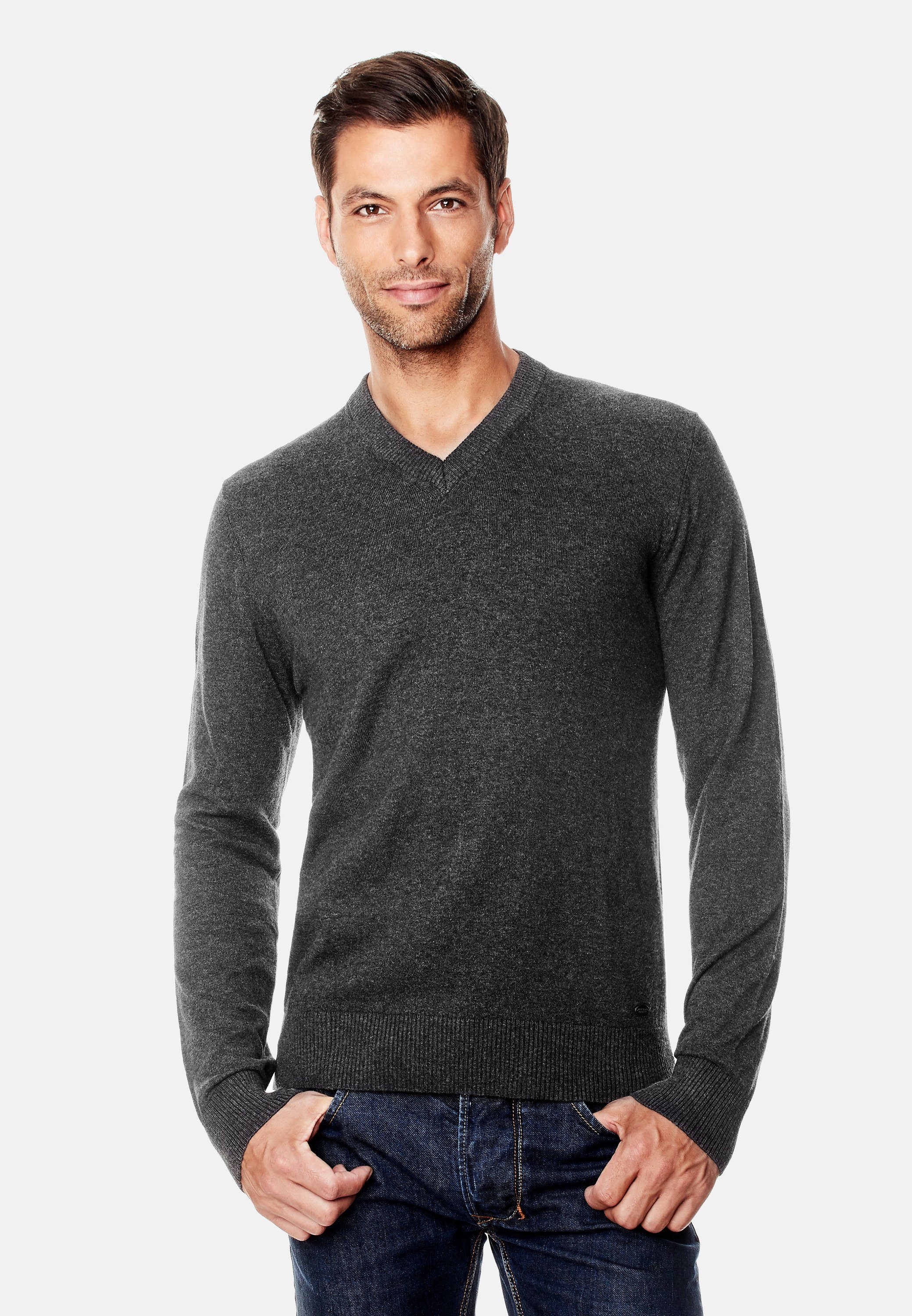 Vincenzo Boretti V-Ausschnitt-Pullover tailliert V Neck günstig online kaufen