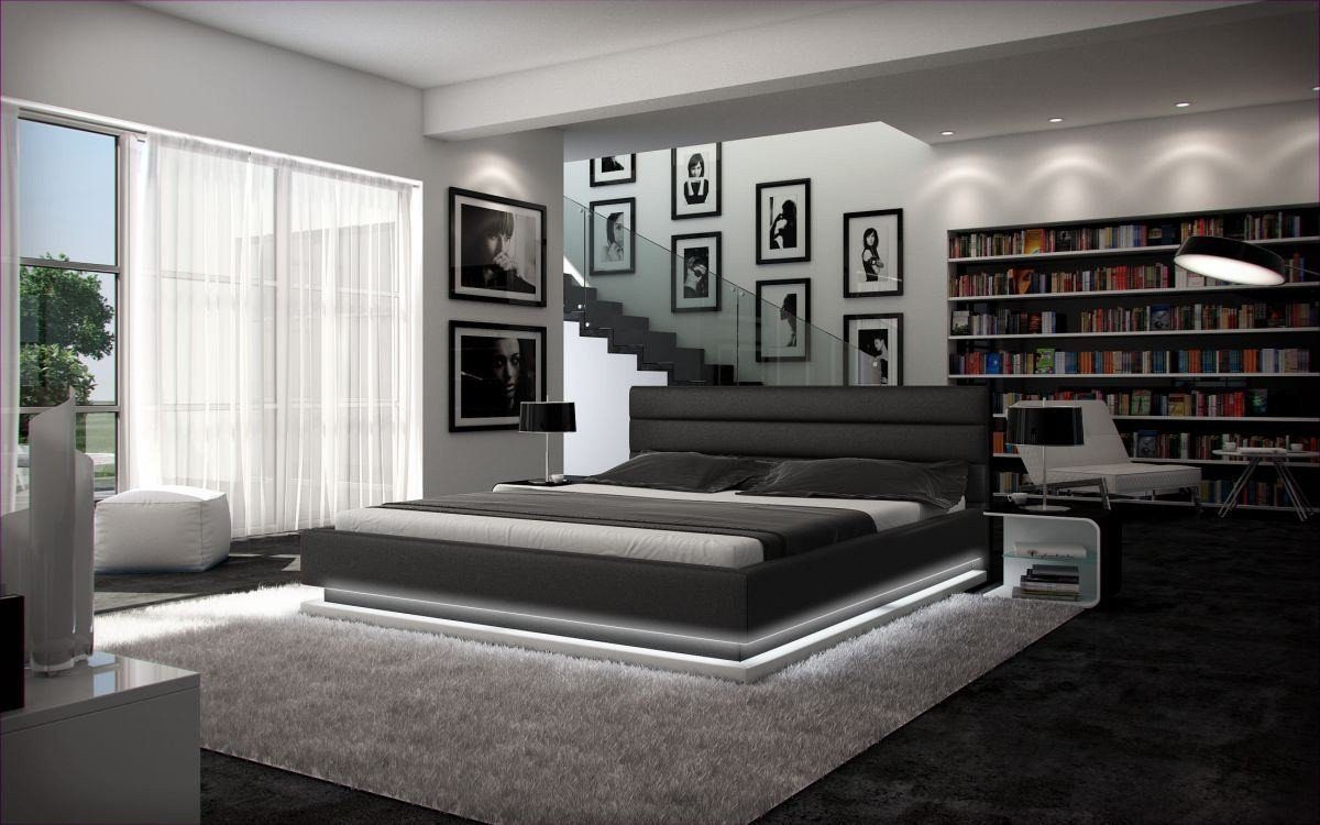 Wasserbett Moonlight, Kunstleder Premium, komplett, mit LED Beleuchtung, Sofa Dreams, mit Sigma-K Keramik, mit LED Beleuchtung schwarz-weiß