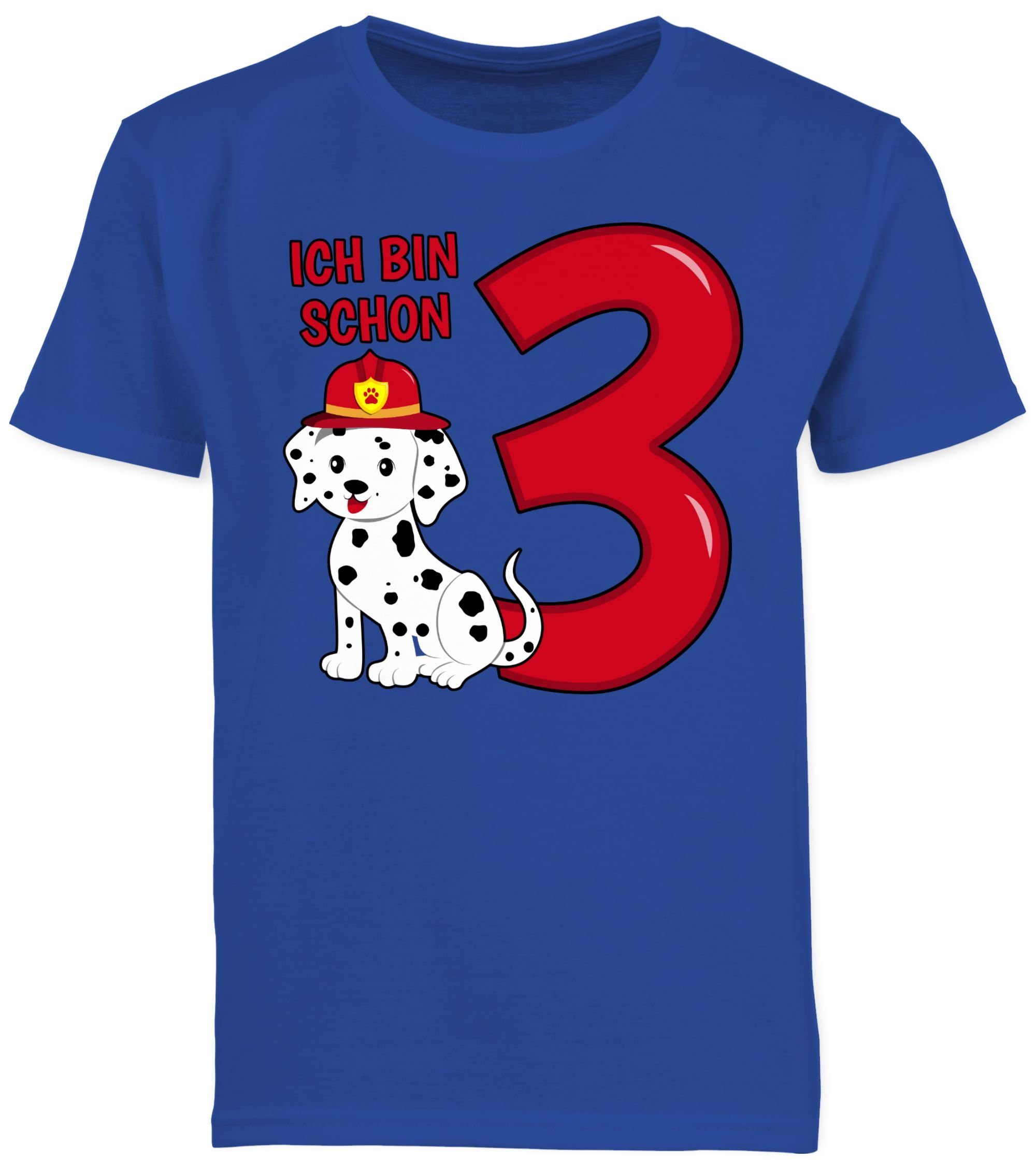 Shirtracer T-Shirt Ich bin schon 3. Feuerwehr Geburtstag Hund 01 Royalblau drei