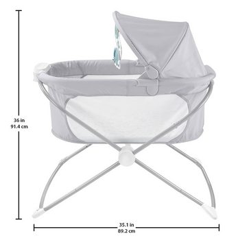 Fisher-Price® Beistellbett GWD36 Beistellbettchen Kinderbett Babybett Reisebett mit Licht & Musik, 1-tlg., zusammenklappbar, tragbares Babybettchen für Neugeborene und Säuglinge