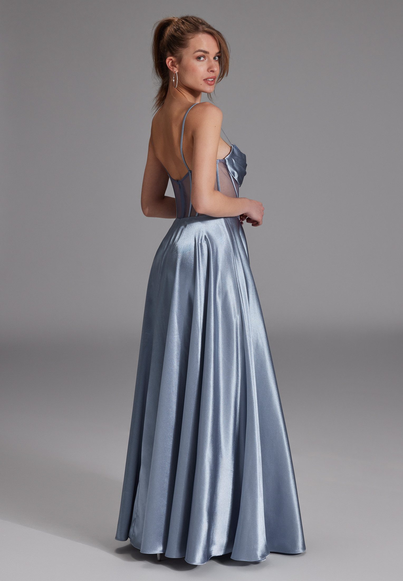 Hey Kyla Abendkleid - See-through-Corsagenkleid mit Ziersteinen Taillierter Schnitt mit ausgestelltem Rockteil