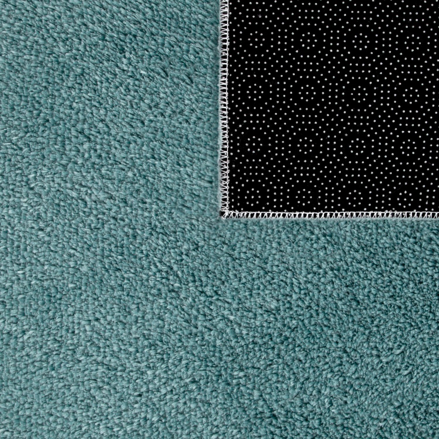 Teppich Cadiz 630, besonders rechteckig, waschbar, Uni-Farben, Höhe: als auch Läufer weich, Home, Paco 22 mm, türkis erhältlich