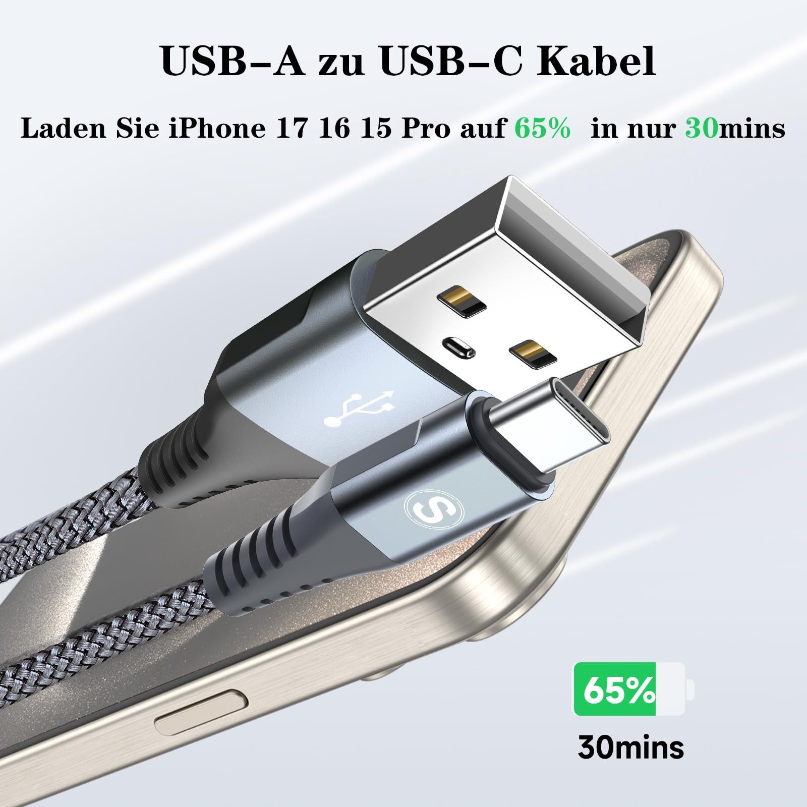 Bundviel 2er Set USB C Datenkabel SCHNELL Ladekabel Smartphone-Kabel magnetisches Ladekabel – Bild 2 von 5