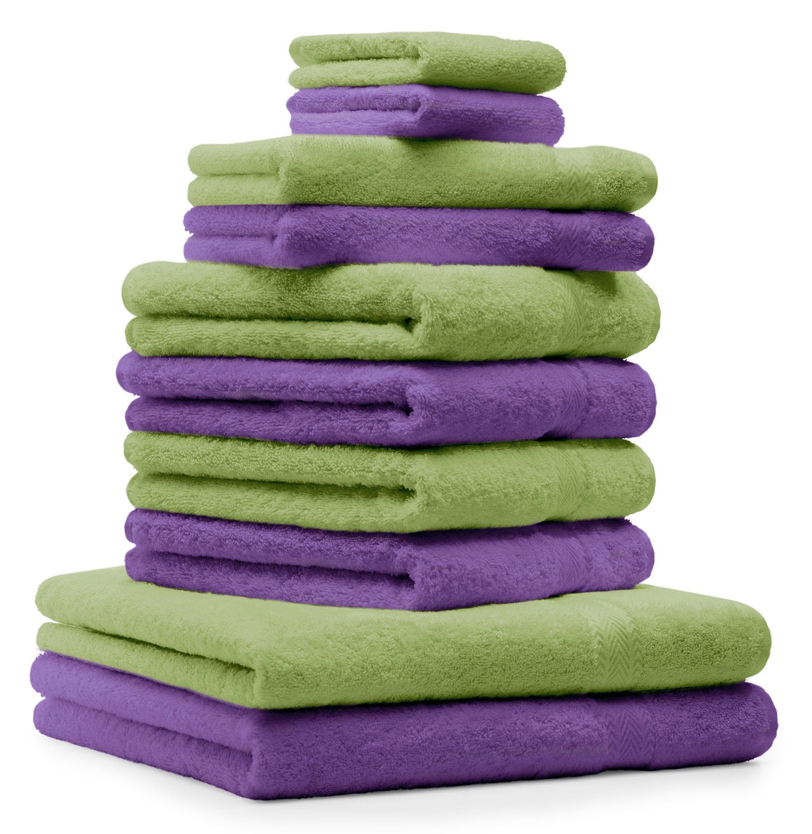 Handtuch Set 10-TLG. Handtücher-Set Classic Farbe apfelgrün und lila