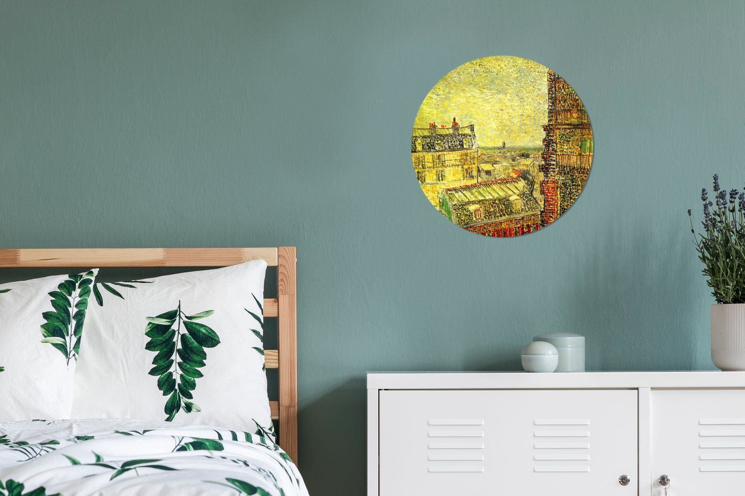 MuchoWow Wandsticker Blick von Kinderzimmer, Gogh St), Tapetenaufkleber, van Vincent (1 Rund, Gemälde Tapetenkreis aus Wohnung Theos Wohnzimmer - für