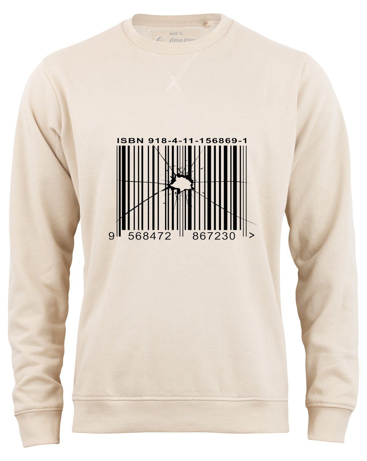 Cotton Prime® Sweatshirt Barcode - Out of Order mit weichem Innenfleece Beige