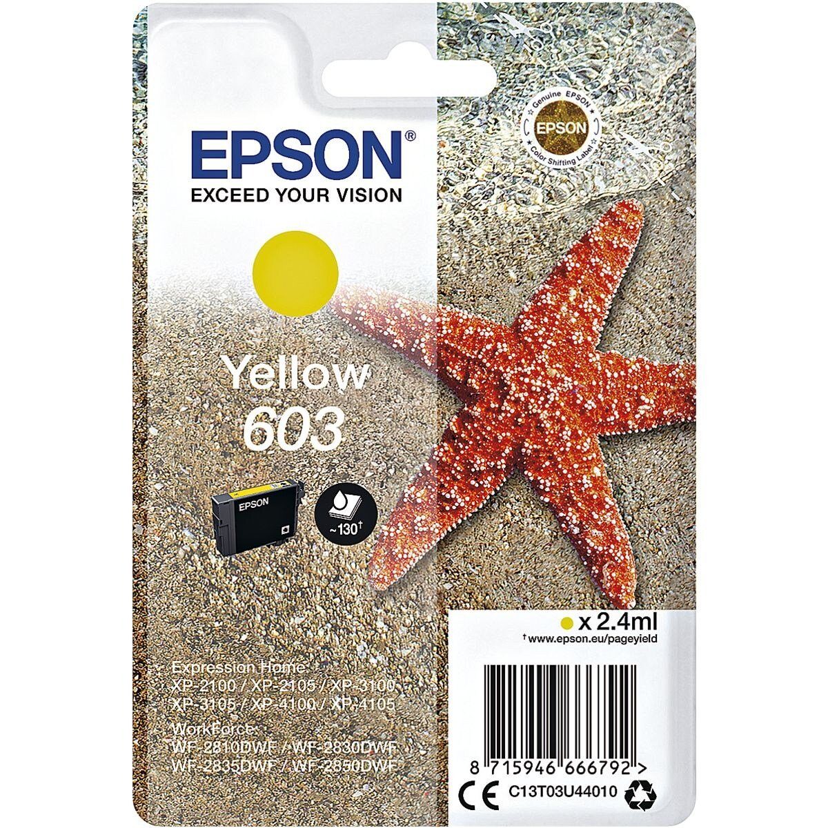 Epson 603 Tintenpatrone (Original Druckerpatrone, gelb)