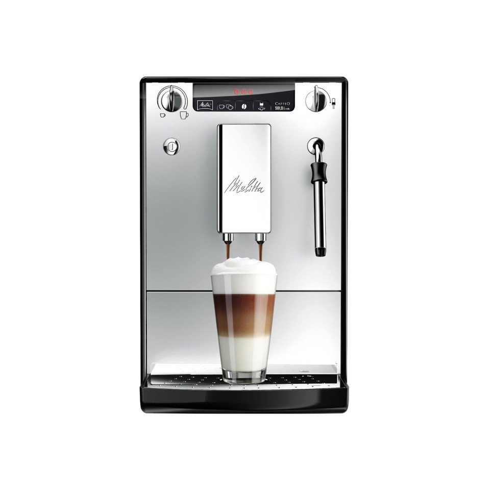Melitta Kaffeevollautomat Solo® für One crème Touch, & Espresso & silber/schwarz, Café E953-202, Milk Milchschaum per Düse