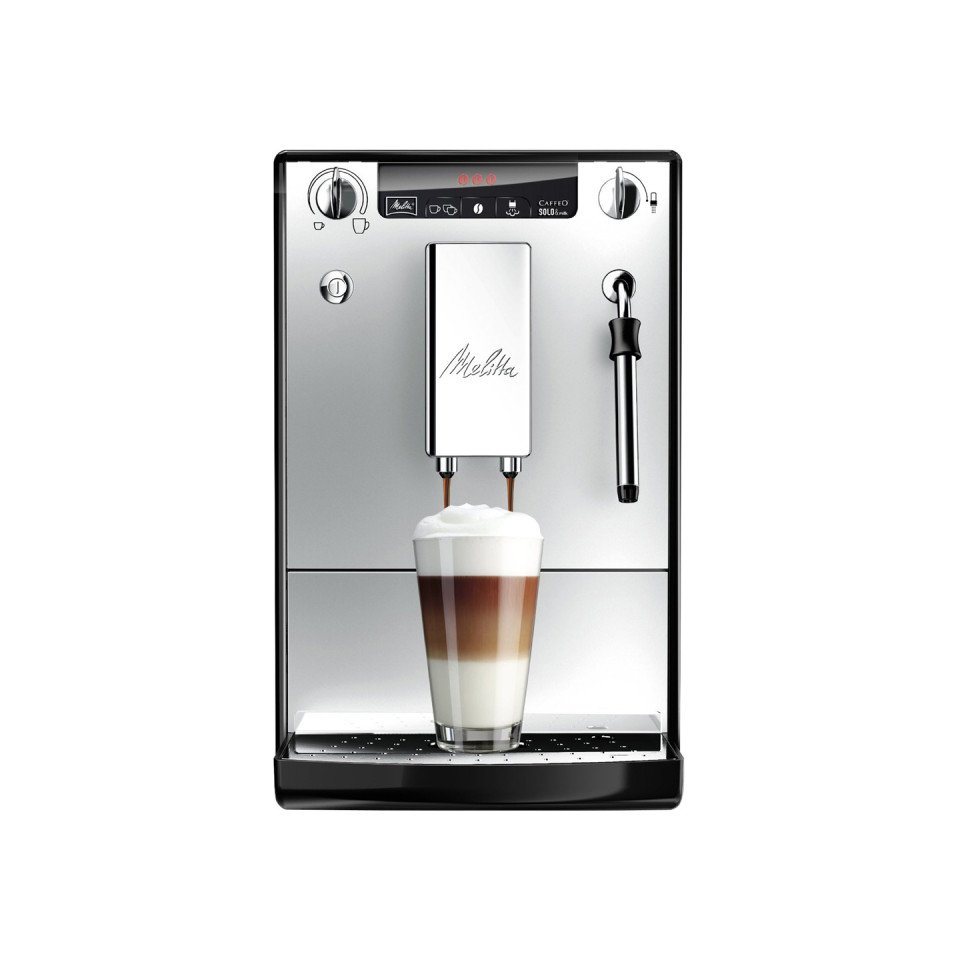 Melitta Kaffeevollautomat Solo® & Milk E953-202, silber/schwarz, Café crème  & Espresso per One Touch, Düse für Milchschaum