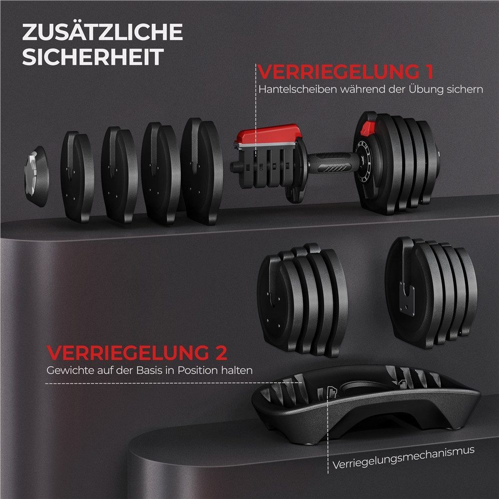 Yaheetech Hantel-Set 11/12/16-in-1 Kurzhanteln 12,5kg/18 kg/24 kg/40 kg, Verstellbare Hantel für Zuhause & Fitnessstudio