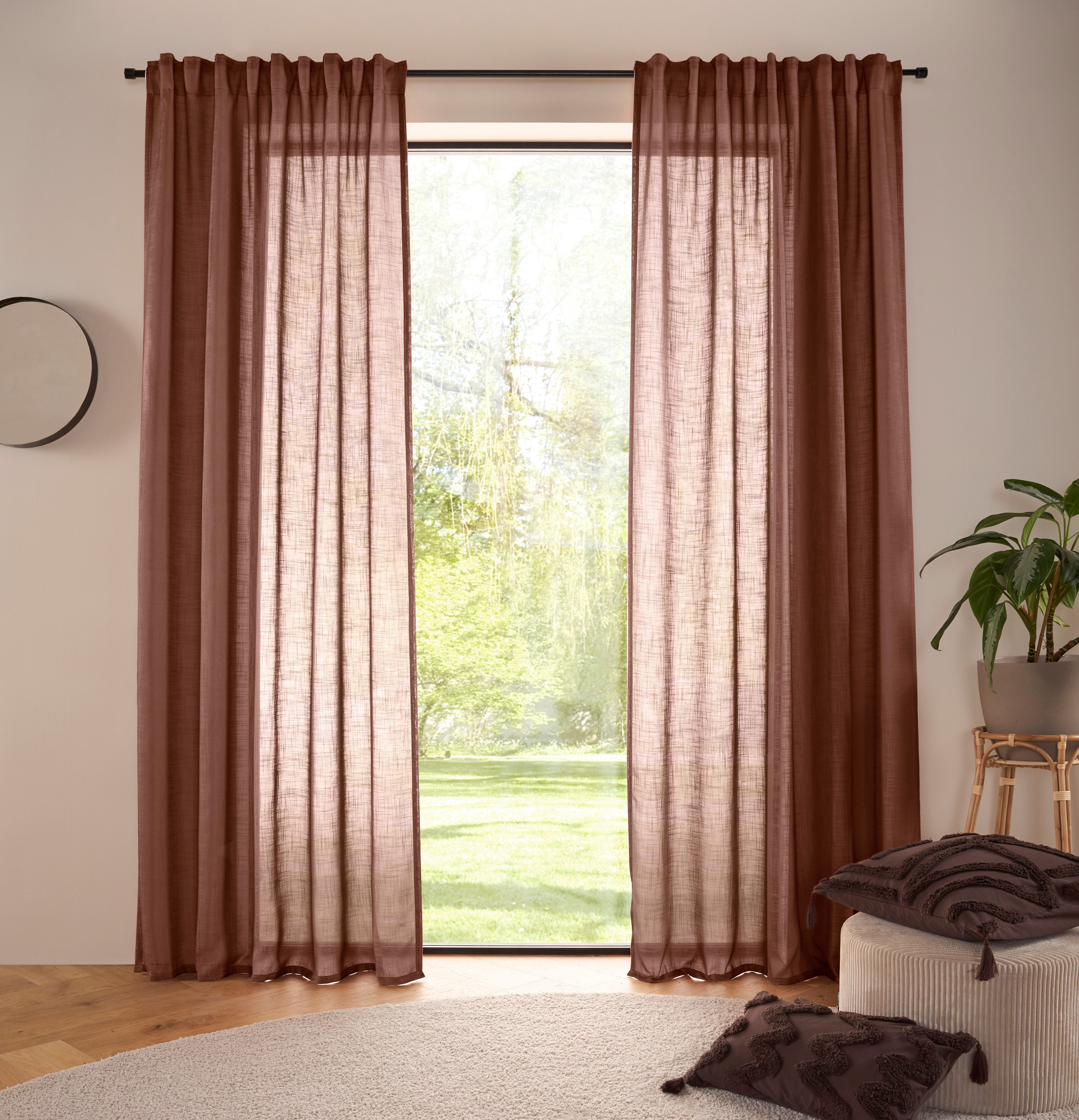 LeGer Home by Lena Gercke Gardine Marusha (2 St), Multifunktionsband, halbtransparent, 1 Schal, Leinenoptik, grob gewebt, verschiedene Größen