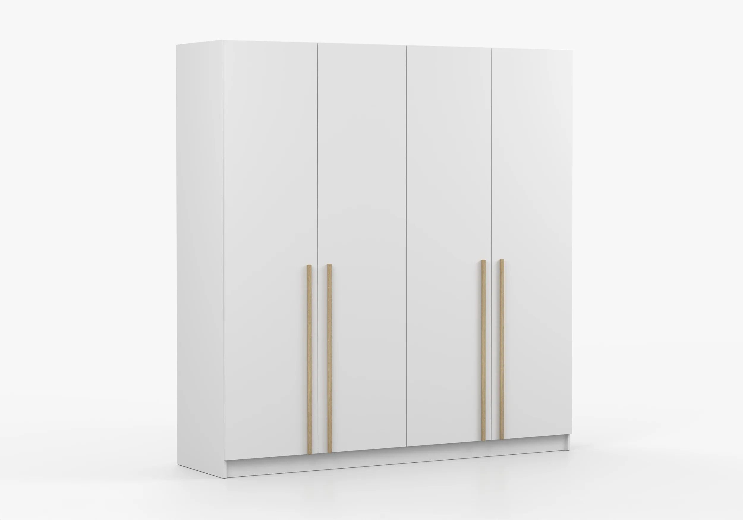 MOEBLO Drehtürenschrank Glamy 4D Wood (Moderner 4-türiger Kleiderschrank mit viel Stauraum, Einlegeböden – Ideal für Schlafzimmer, Ankleidezimmer oder Jugendzimmer, Schrank Garderobe Drehtürenschrank - holz griffe) (BxHxT): 200 x 210 x 57 cm