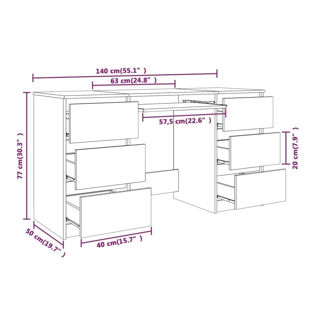 Grau Holzwerkstoff Sonoma furnicato Schreibtisch cm 140x50x77