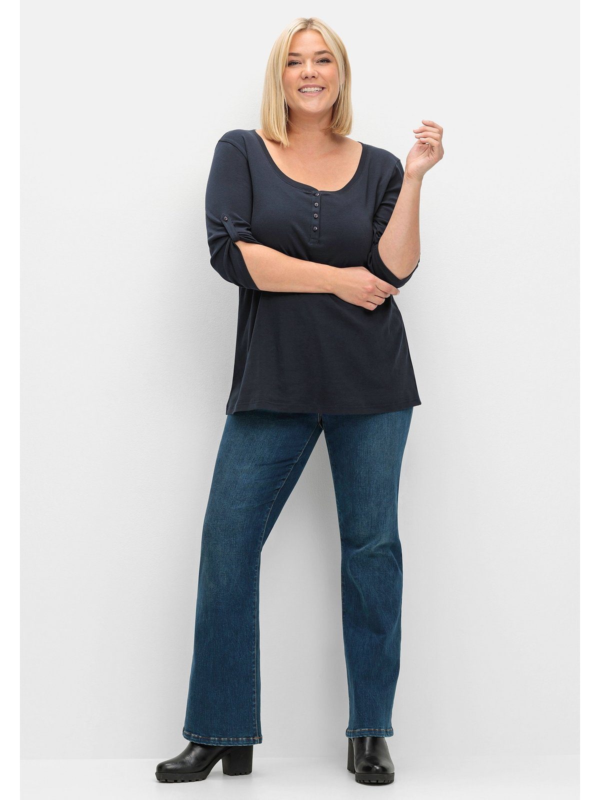 Sheego 3/4-Arm-Shirt Große Größen aus reiner Baumwolle