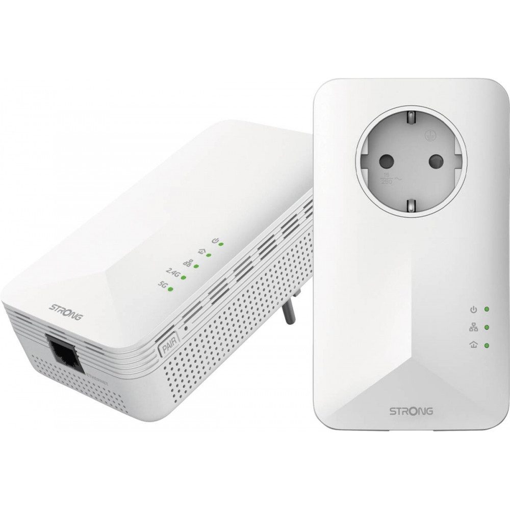 Starkes Powerline WiFi 2er-Pack Weiß Multimedia Netzwerk Elektro-Kabel