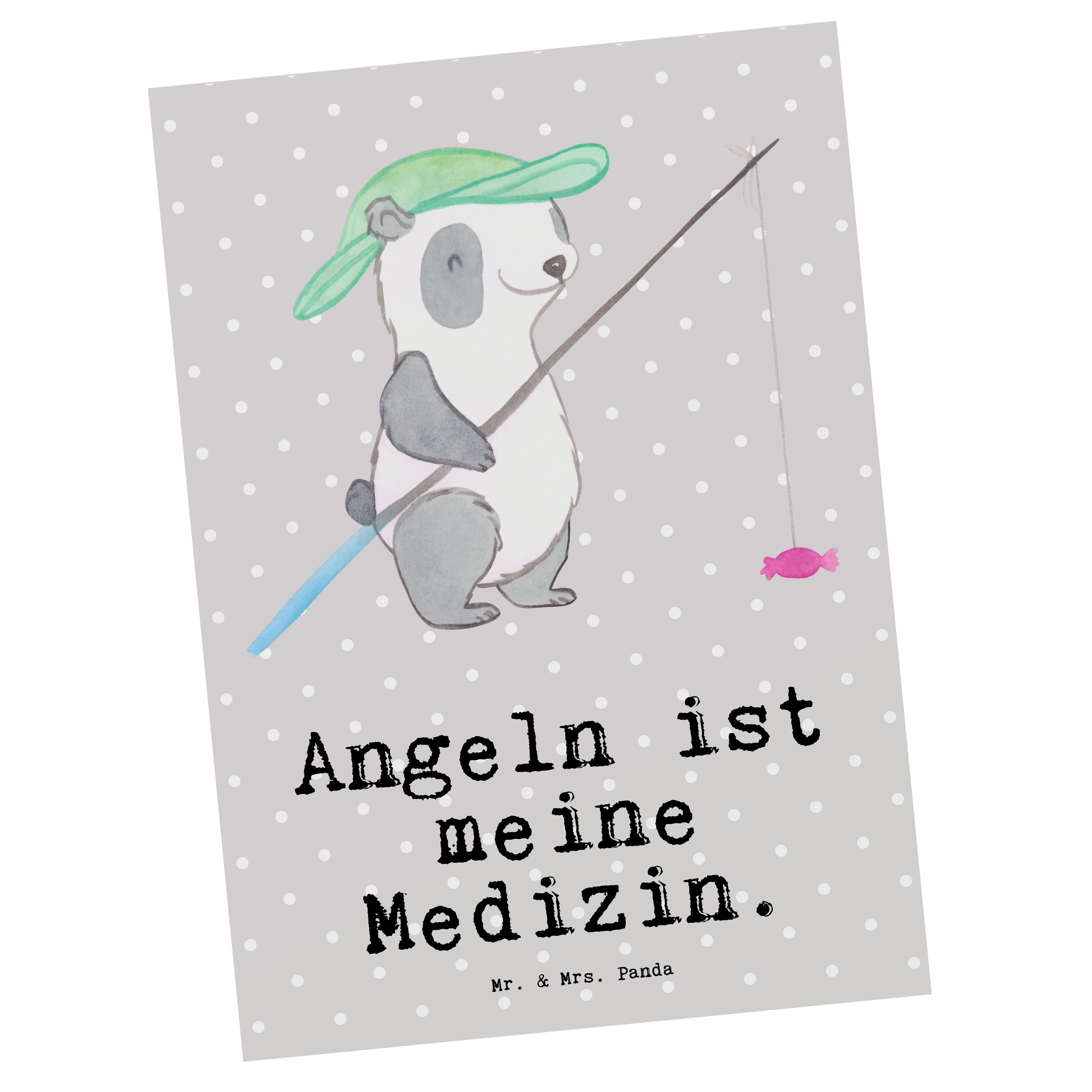 Mr. & Mrs. Panda Geschenk, Medizin ge Postkarte Panda Angeln Pastell angeln - Grau Angelsport, 