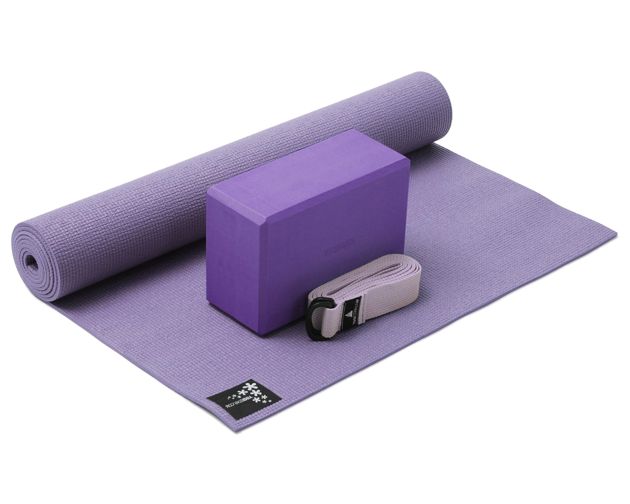 Yogistar Yogamatte Yoga-Set kick it - one (Yogamatte + Yogablock + Yogagurt) (Yogamatte, Yogablock, Yogagurt, 1-St., Yogamatte, Yogablock, Yogagurt), Yoga-Set: rutschfeste Matte, stabiler Block, vielseitiger Gurt