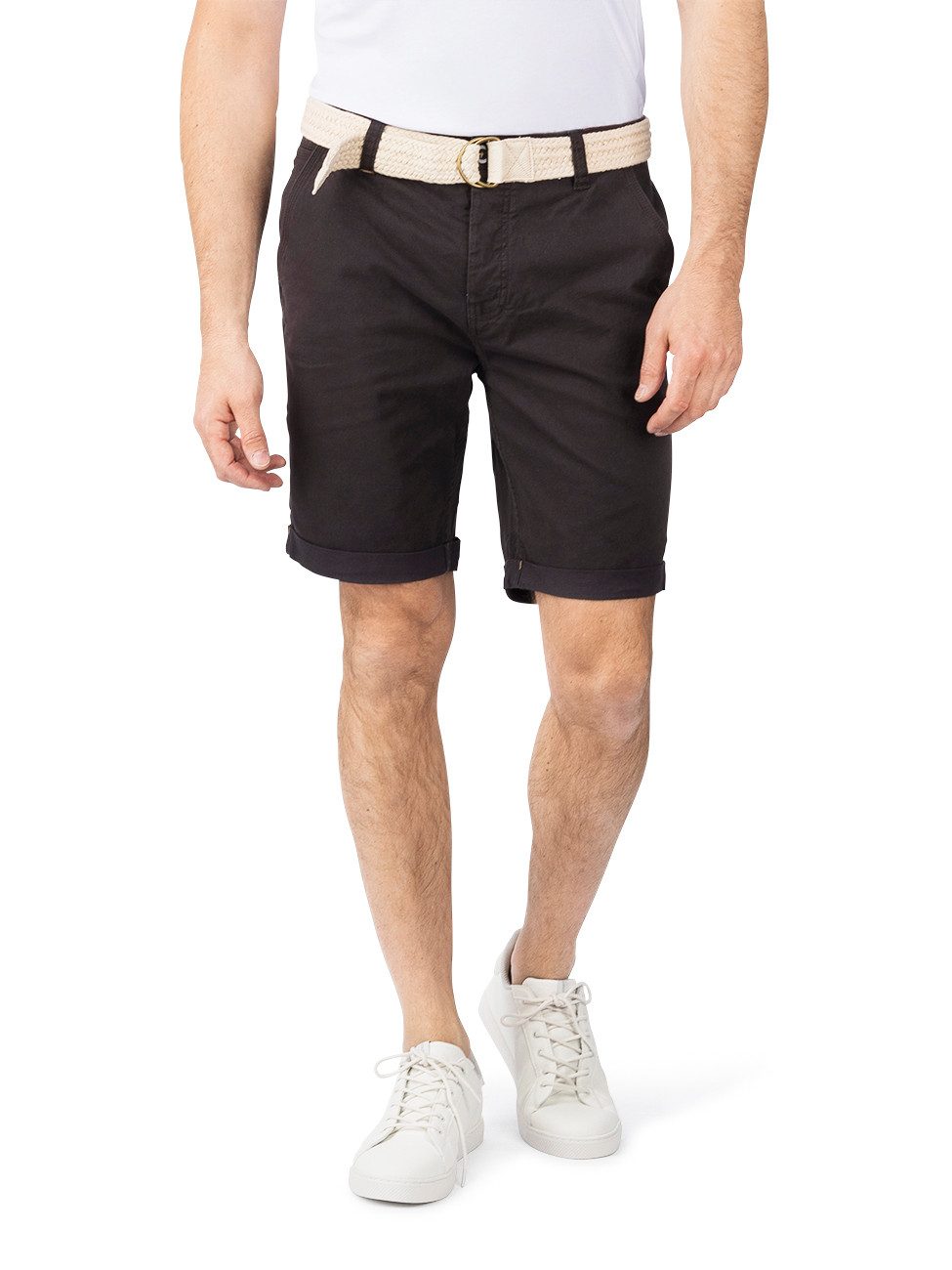 DENIMFY Chinoshorts Herren Chino Shorts DFLio Regular Fit Bermudashorts mit Gürtel