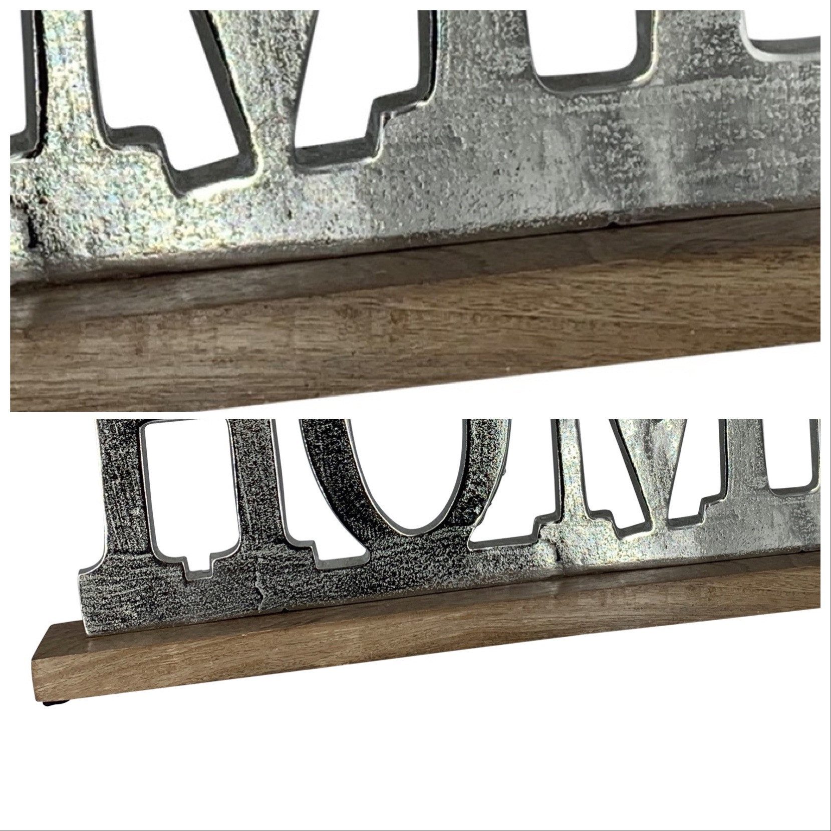 eXODA Deko-Schriftzug Home Aluminium auf Mangoholz Sockel extra Gross 48cm (Der Schriftzug zum aufstellen)