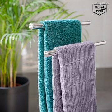 bremermann Handtuchhalter Stand-Handtuchhalter freistehend, 2 Stangen, Edelstahl und Glassockel
