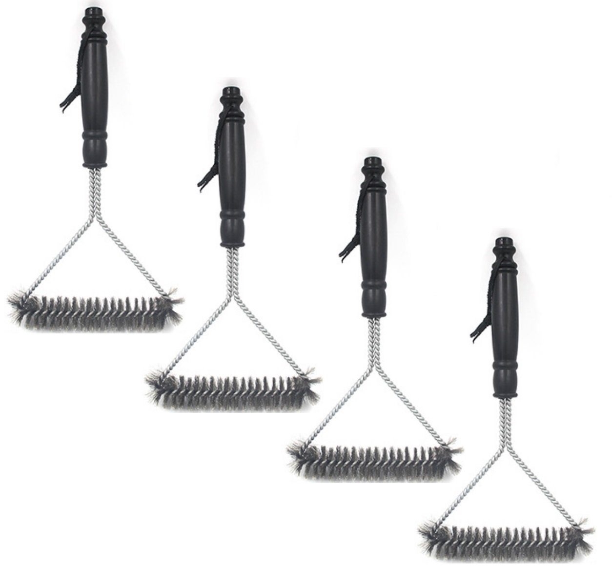 BAYLI Grillbürste 4er Pack Grillbürste 30cm mit Edelstahl Borsten, Grillzubehör für