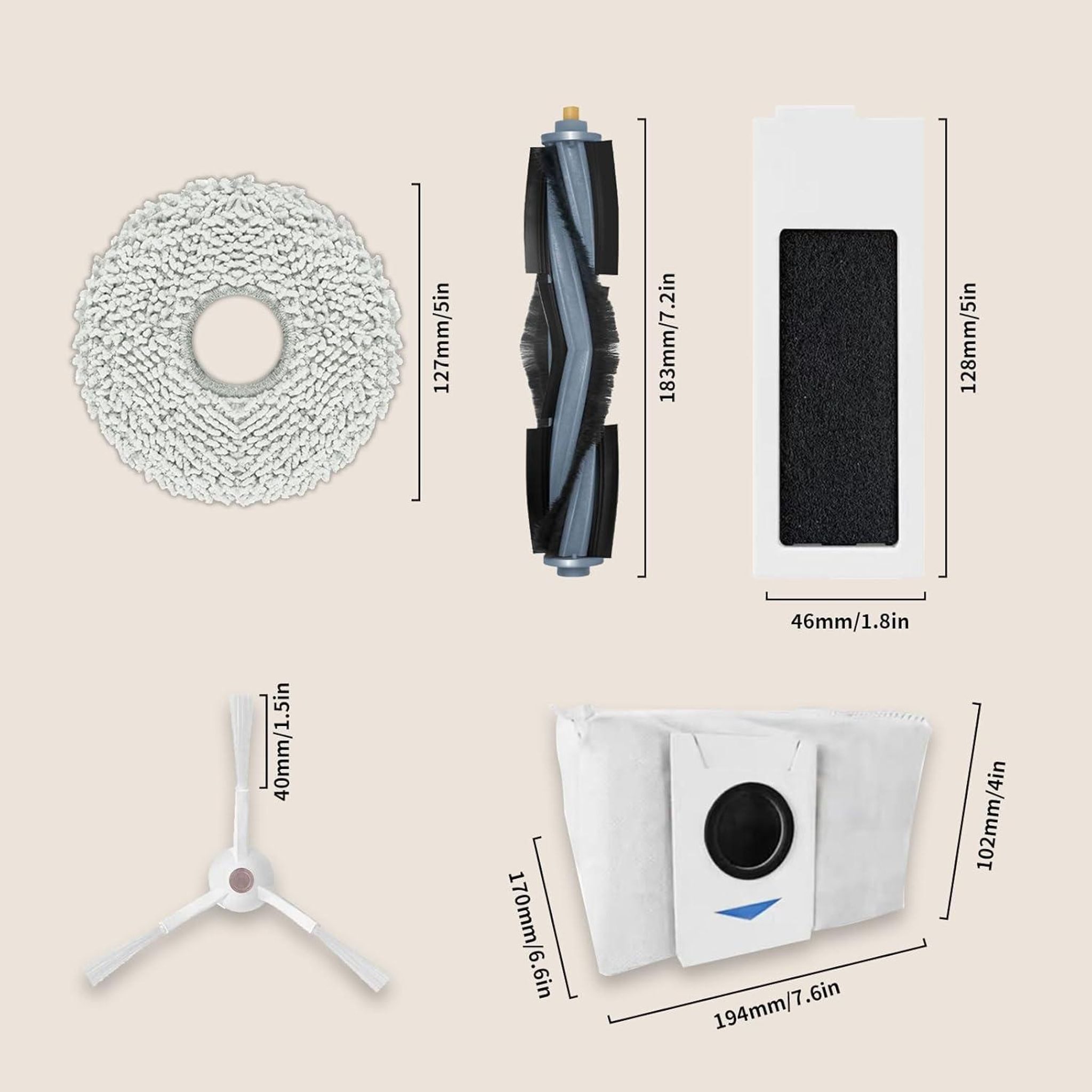 FELIXLEO Saugroboter Ersatz Zubehoerset fuer ECOVACS DEEBOT T20 Omni / T20e Omni 19-teilig