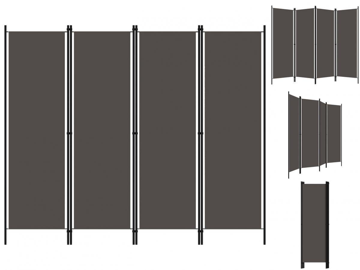 vidaXL Raumteiler Paravent Trennwand Spanische Wand 4-tlg Raumteiler Anthrazit 200x180 c