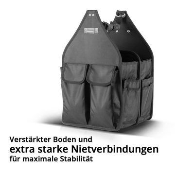 STAHLWERK Werkzeugtasche Werkzeugtasche mit 11 Außentaschen (Packung, 1-tlg), 2 großen Innenfächern mit jeweils 5 Innentaschen, Montagetasche